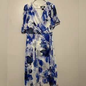 DKNY Blue and White High Low Dress